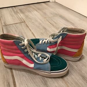 Vans high tops size W6.5 M5 pink green orange blue